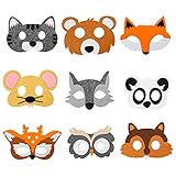 AMONENZ Tiermasken für Kinder 9 Stück Die Weichen Filzmasken, die Niedlichen Geburtstag...