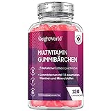 Multivitamin Gummibärchen - 120 Stück mit 14 Vitaminen & Mineralstoffen für Erwachsene...