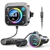 JOYROOM Bluetooth 5.3 Adapter Auto,【Bass Boosted & Hi-Fi Stereo】Musik FM...