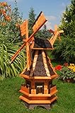 Windmühle aus Holz, kugelgelagert 1,0 m Bitum dunkel mit Beleuchtung Solar,...