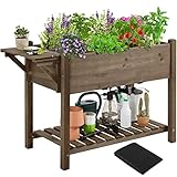 Yaheetech Blumenkasten mit klappbare Tischplatte, Pflanzkasten mit 8 geteilten...