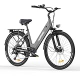 MileCity1 26' E-Bike für Erwachsene, 7 Gang Elektrofahrrad mit Austauschbarem...