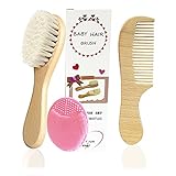 Mocarheri 3PCS Baby-Haarbürste & Kamm-Set, Ziegenborstenbürste und...