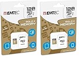 Emtec ECMSDM128GXC10 EliteGold 128GB microSDXC Speicherkarte - Highspeed (Packung mit 2)