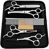 iSeaFly Hundeschere mit Rundspitze, 5 in 1 Hundescheren Set, Edelstahl Katze...