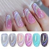 BORN PRETTY UV Nagellack Magnetisch Set, Gel Nagellack Holographic Regenbogen Glitter...