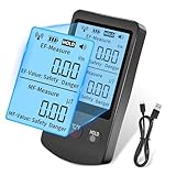 Digitales EMF-Messgerät, 3-in-1-EF/MF/Temperatur Strahlungsdetektor Messgerät...