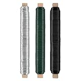 Nordstern Blumendraht Basteldraht Grün/Silber/Schwarz 3er Pack - Wickeldraht Ø...