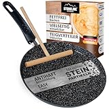 STONELINE Crepe Pfanne Induktion 25 cm, Omelettpfanne beschichtet mit echten...
