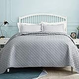 BEDSURE Tagesdecke Bettüberwurf 200x220 grau - gesteppt Quilt Überwurf Bett...
