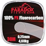 Paradox Fishing 100% PX Fluorocarbon Vorfach 30m 0,25mm - fluorocarbon Schnur-...