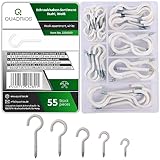 QUADRIOS | Schraubhaken Set | 55 robuste Hakenschrauben mit Gewinde aus beschichtetem...