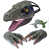 TUKIIE Dino Maske mit Beweglichem Kiefer, 2 Dino Claws, 2 Klein Dino Spielzeug,...