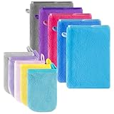 SREBIWO 10 Stück Mikrofaser Waschhandschuhe Flanell Weich Gesichtshandschuh...