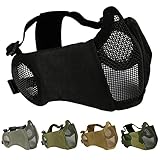 Aoutacc, faltbare Airsoft-Maske, Halbgesicht-Masken mit Ohrschutz für Kriegsspiele, Jagd,...