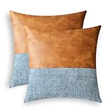 CaliTime Zierkissenbezüge aus weichem Kunstleder, einfarbig, Kreuz-Chenille, für Couch,...
