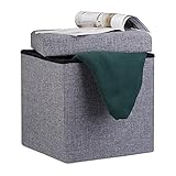 Relaxdays Faltbarer Sitzhocker, Sitzcube als Fußablage, Sitzwürfel aus Leinen,...