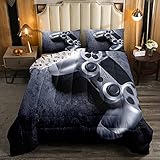 Loussiesd Spiele Muster Bettdecke 135x200cm Gamepad Drucken 4-Jahreszeiten Bettdecke für...