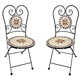 dszapaci Gartenstuhl Mosaik Klappstuhl Balkon Set Mosaik Bistrostuhl Metall Gartenmöbel...