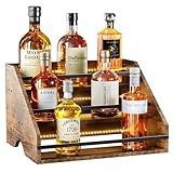 Nuovoware LED Beleuchtet Schnapsflasche Display Regal, 3 Schritt Holz Arbeitsplatte...