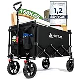 HIKENTURE Bollerwagen Faltbar mit Bremen - 140 Liter Volumen & 150KG belastbar -...