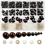 TOAOB 150 Stück Puppenaugen Sicherheitsaugen Kunststoff 9 Größen braun mit...