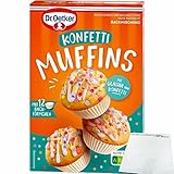 Dr. Oetker Backmischung für bunte Konfetti Muffins mit Backförmchen und Glasur...