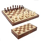 Syrace Schachbrett aus Holz, zusammenklappbar, handgefertigt, 30 x 30 cm…