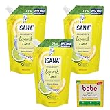 3x Isana Cremeseife Lemon & Lime Nachfüllbeutel | 3x 850ml |