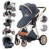 Gcarebb Kinderwagen 3 in 1, Kinderwagen Buggy Mit Auto Babyschale, Mit Einem...