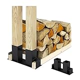 Relaxdays Holzstapelhilfe 2er Set, DIY Holzunterstand für Kanthölzer, Holzaufbewahrung,...