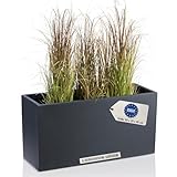 DECORAS Pflanztrog/Blumentrog (Anthrazit-Matt) - Großer, robuster Fiberglas-Blumenkübel...