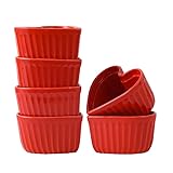 Feenmai Herz-Auflaufförmchen, Keramik, 100 ml, Rot, 6 Stück
