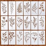 18 Stück Schablonen Textilgestaltung,3 x 6 inch Schablonen Wandgestaltung Malen,Blumen...