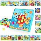 TINOTEEN Mosaik Steckspiel für Kinder Lernspielzeug Steckmosaik mit 18 Bunten...