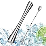 FAEFTY Cocktail Stößel Edelstahl mit Cocktaillöffel, Mojito Stampfer, Eiszerkleinerer...