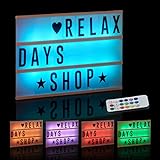 Relaxdays, weiß Lightbox mit Farbwechsel, Leuchtkasten, 85 Buchstaben & Symbole, 3...