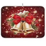 Waassud Abtropfmatte mit Weihnachtsglocke, saugfähig, rutschfest, für Küchentheke,...
