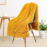 LOCHAS Superweiche Shaggy-Kunstfell-Decke, Plüsch, flauschig, Bettüberwurf, dekorativ,...