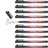 edding 141 F Permanenter Folienschreiber - schwarz - 10 Stifte - Rundspitze 0,6 mm - Stift...