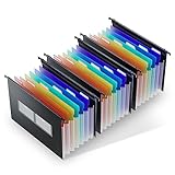 ThinkTex 3 Stück A4 Plastik Hängeregister Mappen mit Erweiterbaren Taschen, 7 Innovative...