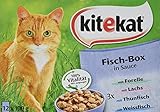 Kitekat Katzenfutter Fisch-Box in Sauce, 48 Beutel (4 x 12 x 100 g)