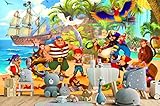 ARTASTIC Fototapete Kinderzimmer Bunte Piraten – 336 x 238 cm – Wandbild...