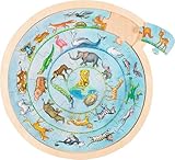 goki 57790 Einlegepuzzle Tierkreis aus Holz, Holzpuzzle mit 32 unterschiedlichen Tieren,...