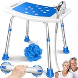 KESSER® Duschhocker höhenverstellbar | Leichter Badhocker rutschfeste...