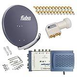 HB-Digital Set: FUBA 8 Teilnehmer Digital SAT Anlage 85cm DAA850A + hochwertiger...