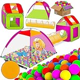 KIDIZ® Spielzelt Spielhaus Babyzelt 200 Bälle Bällebad Kinderzelt | Ideal für Zuhause...