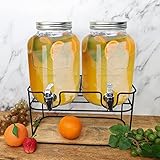 Getränkespender 2x4 Liter Ø16xH26cm inkl. Zapfhahn und Ständer Saftspender...