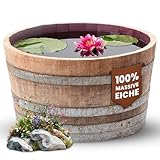Temesso Holzfass, gebrauchtes Weinfass halbiert aus Eichen-Holz Fass als Pflanzkübel oder...