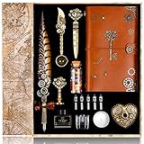 Schreibfeder Kalligraphie Feder Vintage Federstift Tinte Set mit Notizbuch, Wachs...